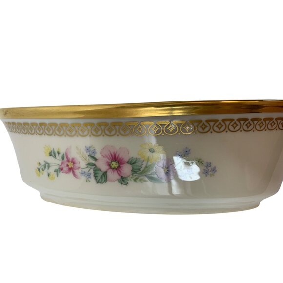 VTG 80s Lenox Flower Song Oval Serving Bowl 10" X 6" Porcelain Gold Trim L10092 - Picture 2 of 5